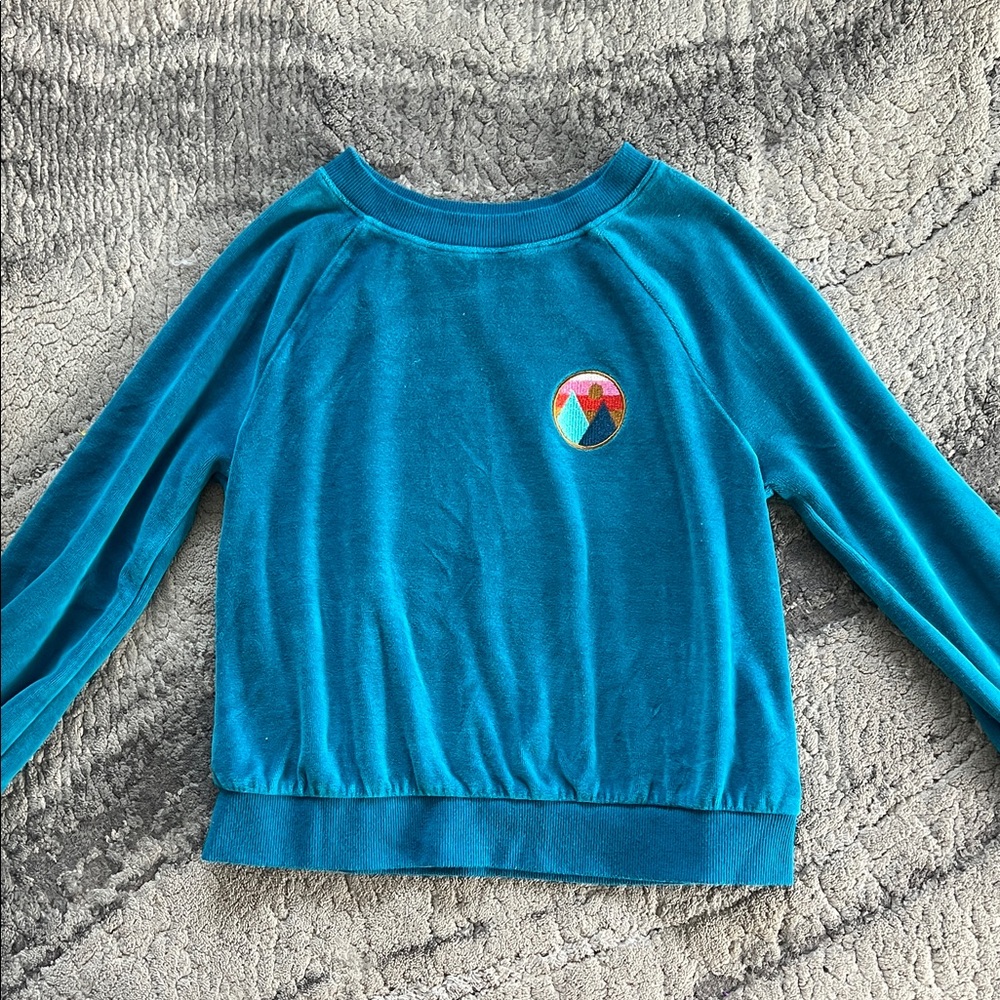 Teal velour pullover size 8